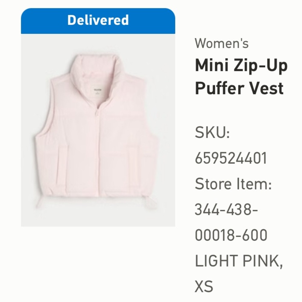 Hollister - cropped pink puffer vest NWT - Picture 2 of 3